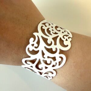 Elegant White Filigree Bracelet